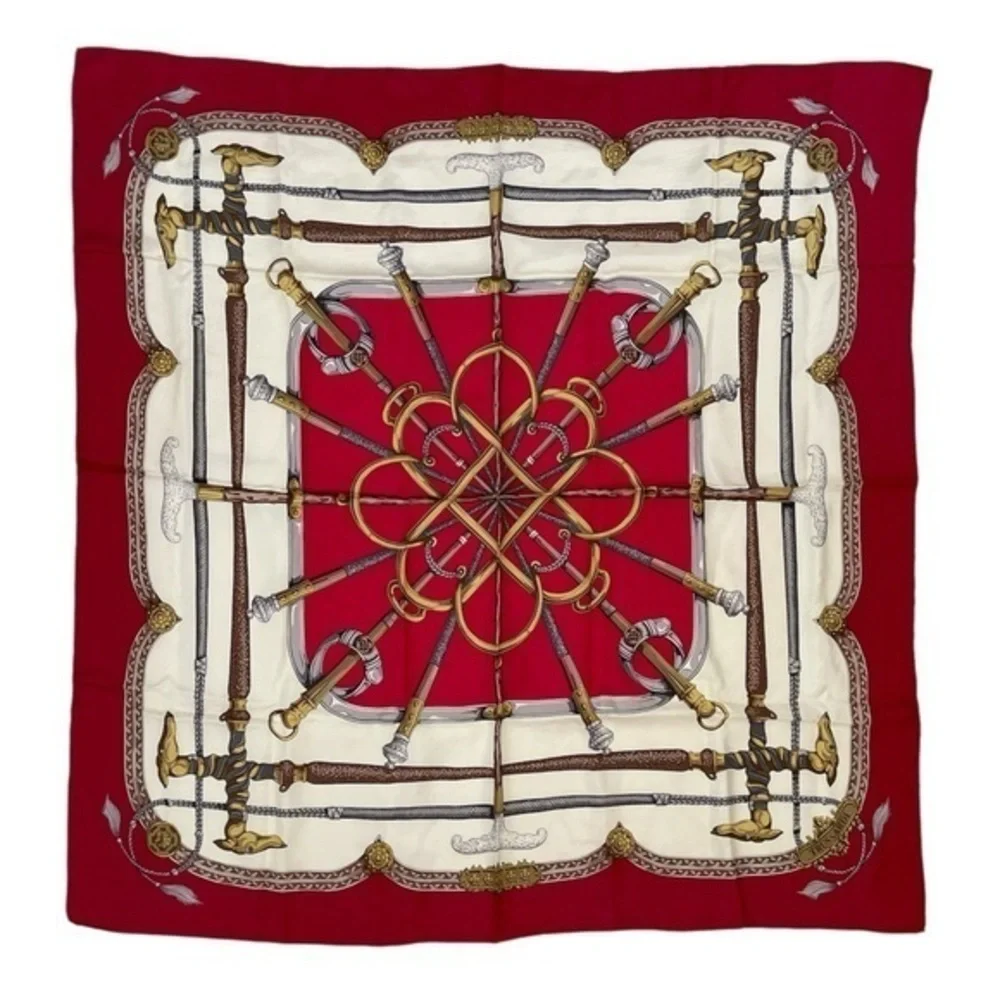 Trussardi Silk Scarf Elegant Red and Gold Scarf